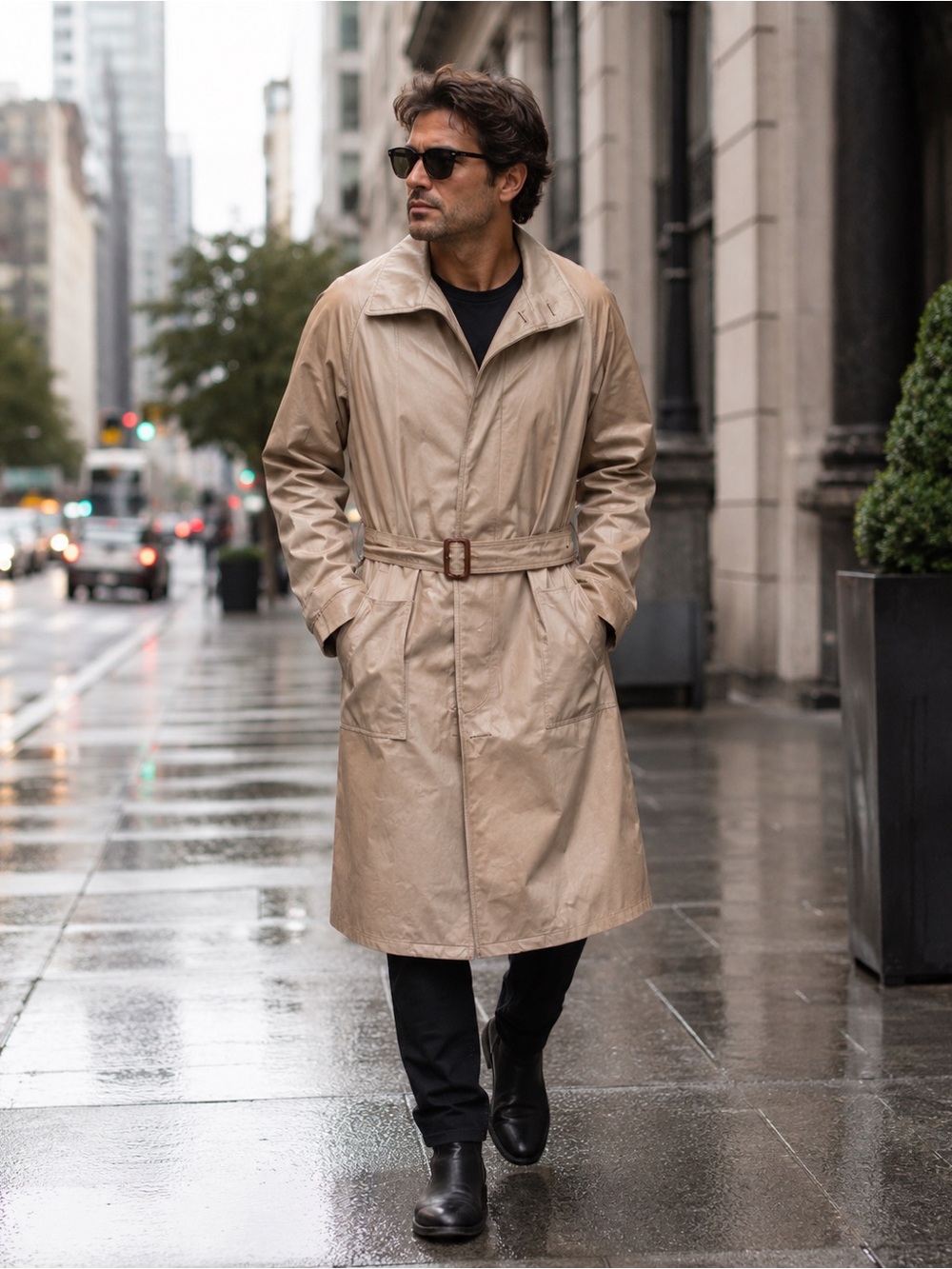 Christian Dior Mens Khaki Long Wool Polyester Trench Coat